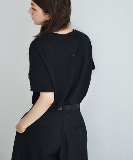 nh-tops-02611　バックステッチ Tシャツ　ホワイト　グレー　ブラック
