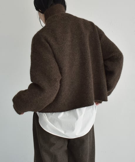 knit-02312　ハーフジップ ニット プルオーバー　グレー　ブラウン　ブラック