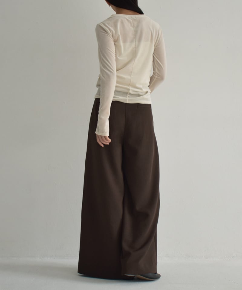 bottoms-02246 3タック ワイド パンツ グレー ブラウン ブラック | L a