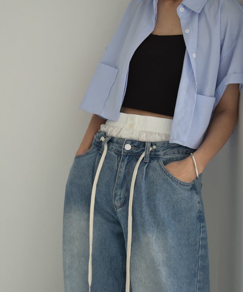 【新品】efu ハイウエストスリムワイドデニム BLU M AZUL BY MOUSSY ジーンズ デニム デニムパンツ HIGH WAIST DENIM