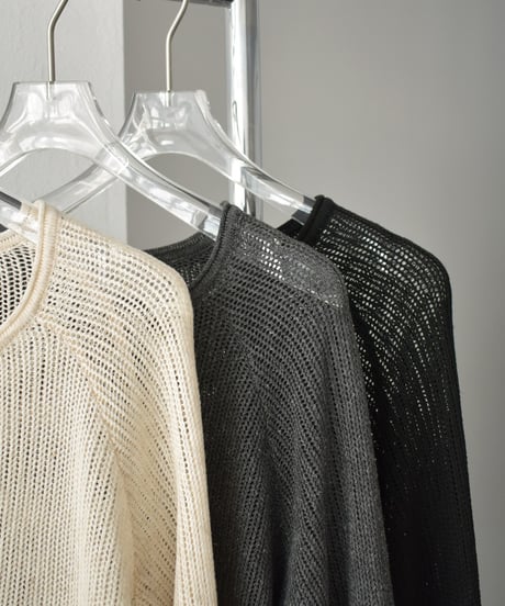 knit-02270　リネン混　サマーニット カーディガン　ベージュ　ブラック　グレー