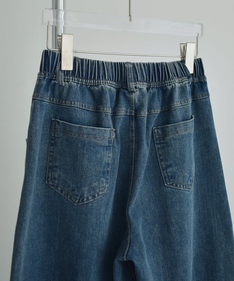 bottoms-02322　リラックス バレルレッグ デニム　ウォッシュブルー