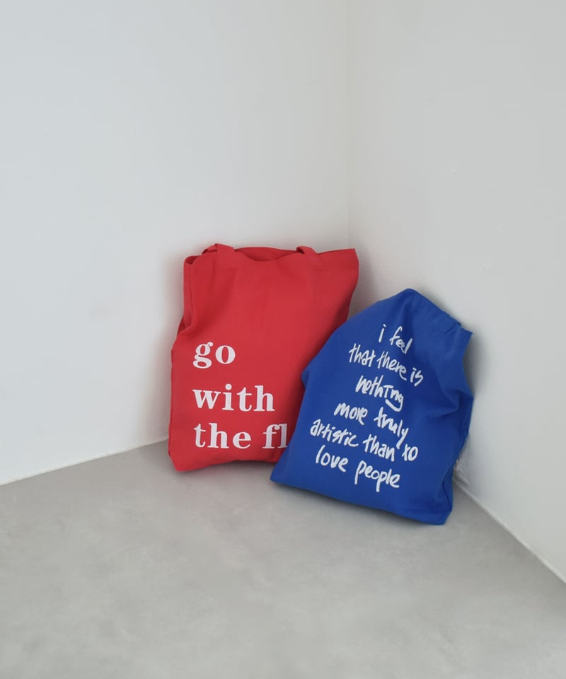 mb-bag2-02678U テキストロゴ カラー トートバッグ レッド ブルー | L