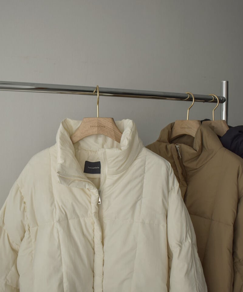 outer-02058 スタンドカラーダウンコート エクリュ モカベージュ