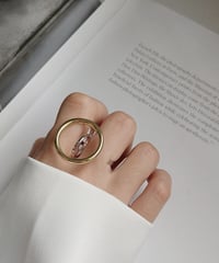 ring2-02025　SV925　ゴールドサークル　ツーフィンガーリング　シルバー925リング