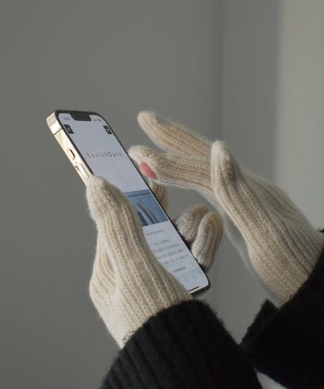 mb-gloves-02013　フィンガースリット ニット グローブ　ベージュ　グレー　マスタード　ブラック