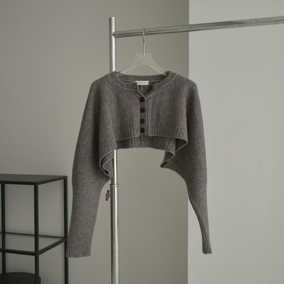 knit-02232 クロップド ニット カーディガン ベージュ グレー knit-02232 クロップド ニット カーディガン ベージュ グレー