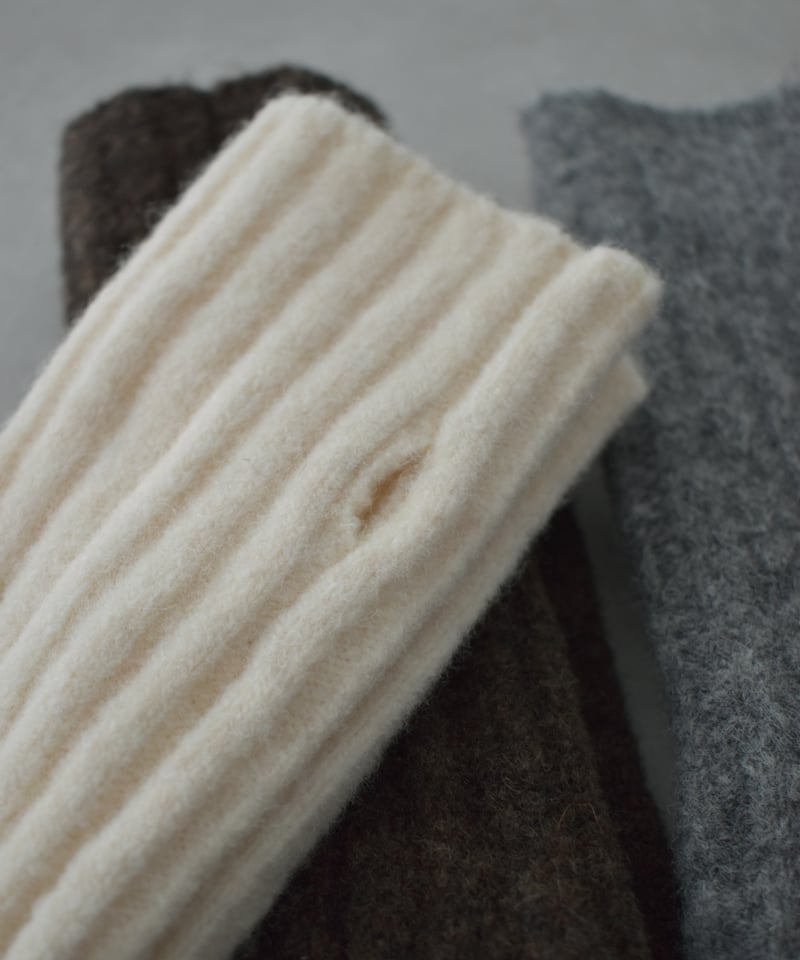 mb-gloves-02015 ウール混 リブ ニット アームウォーマー エクリュ