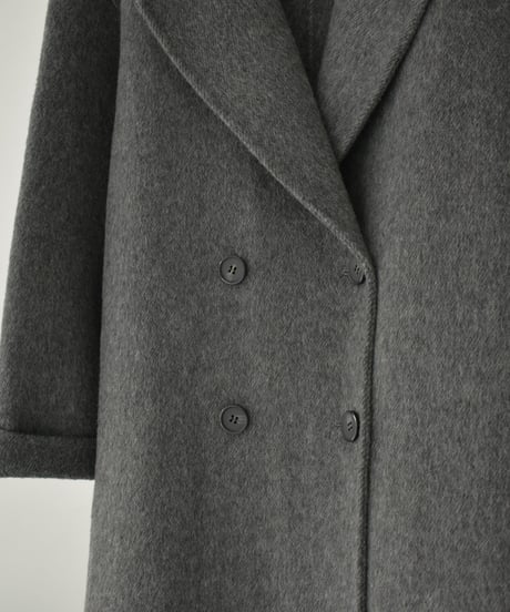 coat-02054　シャギー ウールコート　リバー仕立て　グレー　ブラック