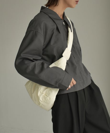 outer-02064　 ジップ ショート ジャケット　グレー　ブラック