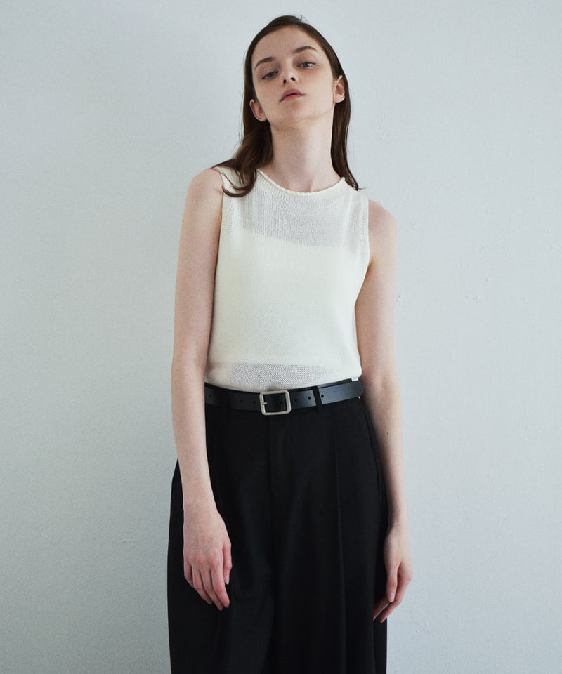 nh-knit-02385 リネン混 ノースリーブ ニット トップス エクリュ