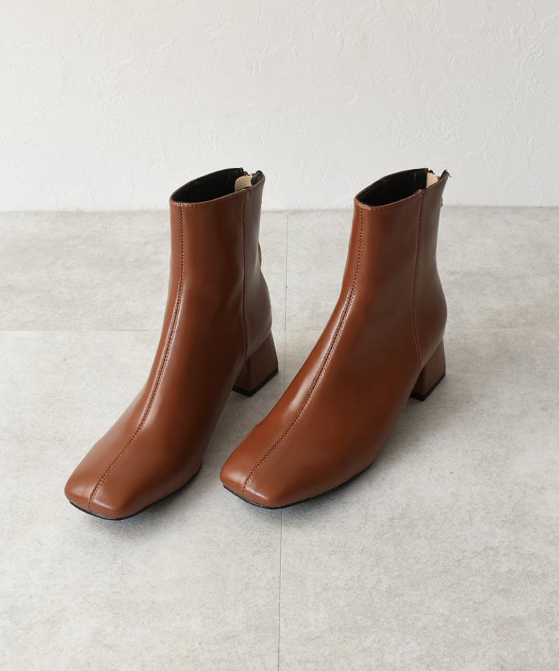 shoes-02086 ショートブーツ スクエアトゥ ヒール ブラウン shoes-02086 ショートブーツ スクエアトゥ ヒール ブラウン