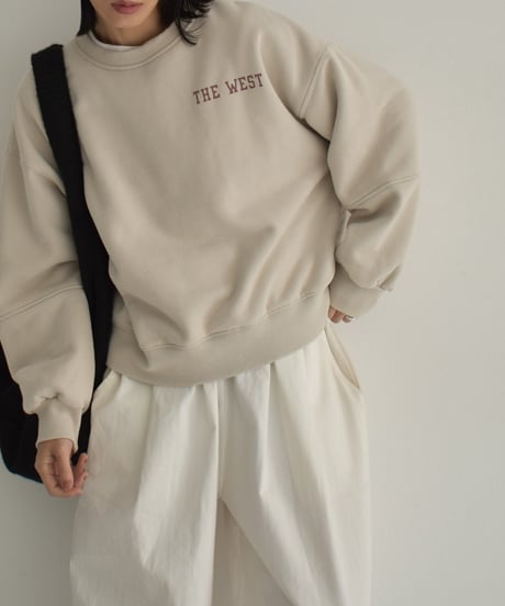 tops-02514　裏ボア rogo スウェット プルオーバー　エクリュ　グレー　チャコール
