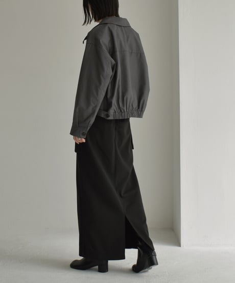 outer-02064　 ジップ ショート ジャケット　グレー　ブラック