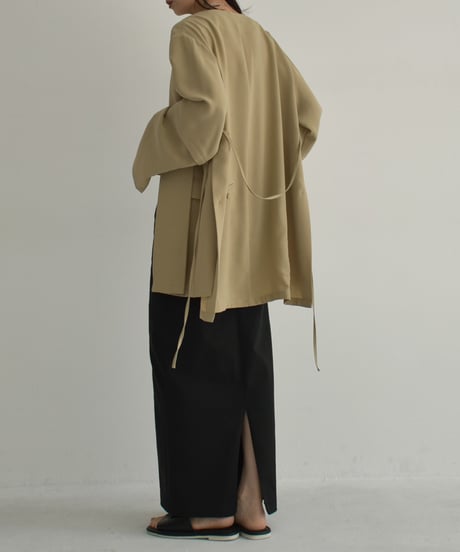 【STUDIO ENUL】jacket-14001　2way オーバーサイズ ジャケット　ベージュ　ブラック