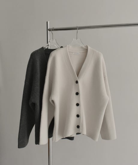 knit-02351　オーバーサイズ ニットカーディガン　エクリュ　グレー