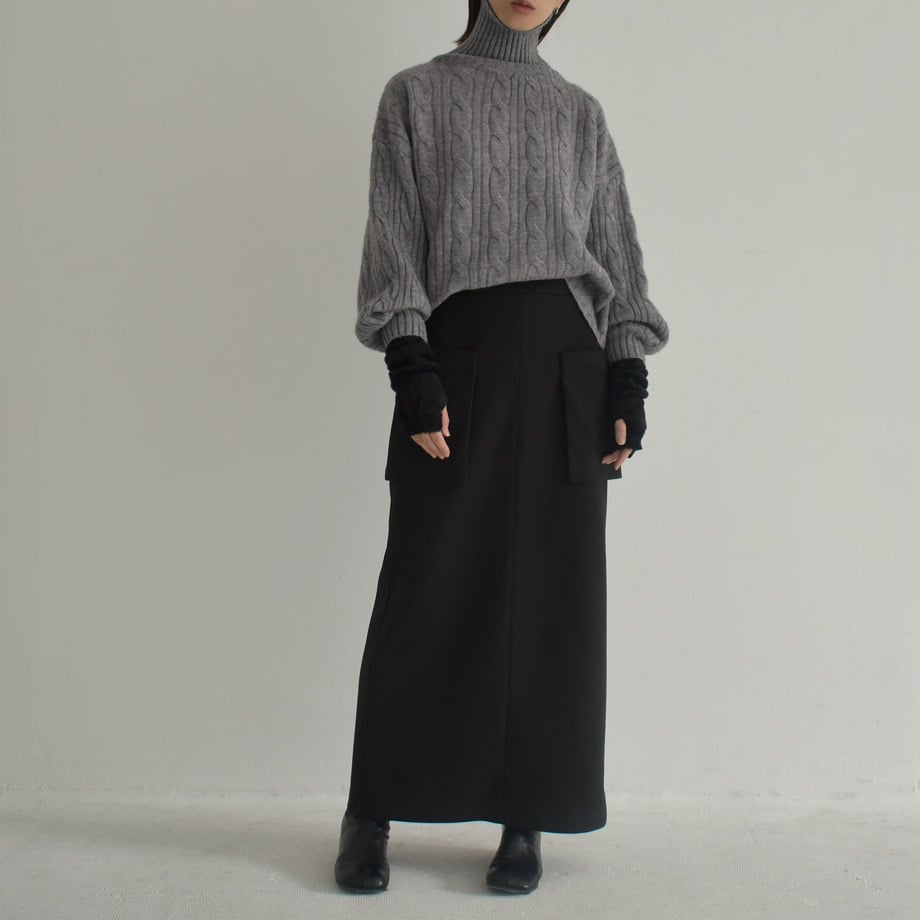 グレー ケーブル編み タートルネックスヌード⭐️used美品⭐️かぐれ グレー ケーブル編み タートルネックスヌード⭐️used美品⭐️か