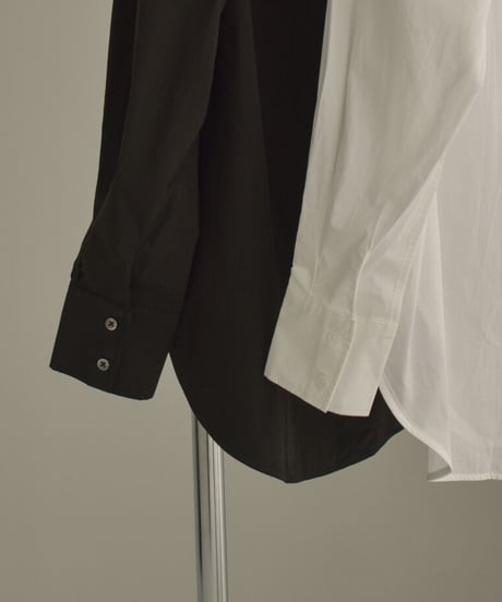 tops-02379　コットンラグランドレスシャツ　ホワイト　ブラック