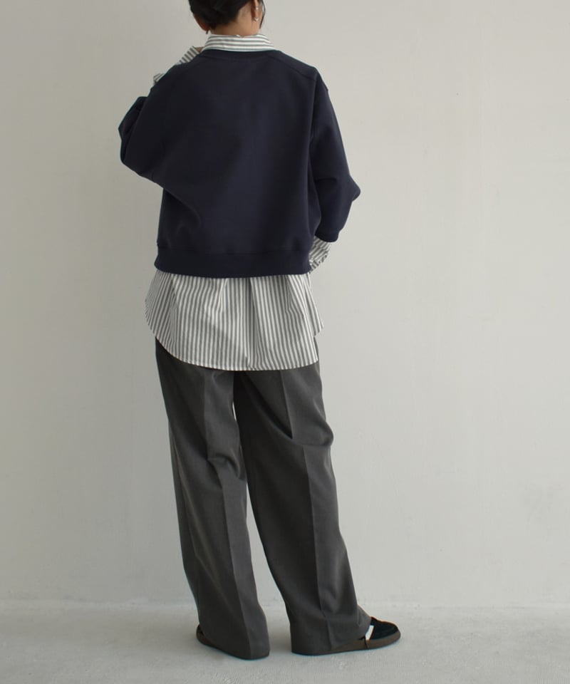 tops-02452 7分袖 スウェットプルオーバー エクリュ ネイビー tops-02452 7分袖 スウェットプルオーバー エクリュ ネイビー