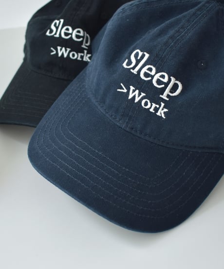 nh-cap-02066 　" Sleep>Work "　メッセージ キャップ　チャコール　ネイビー　ブラック