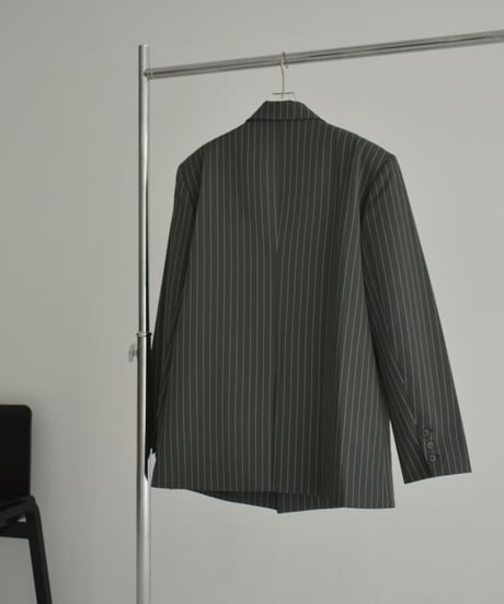 jacket-02016　オーバーサイズ ピンストライプ テーラードジャケット　グレー