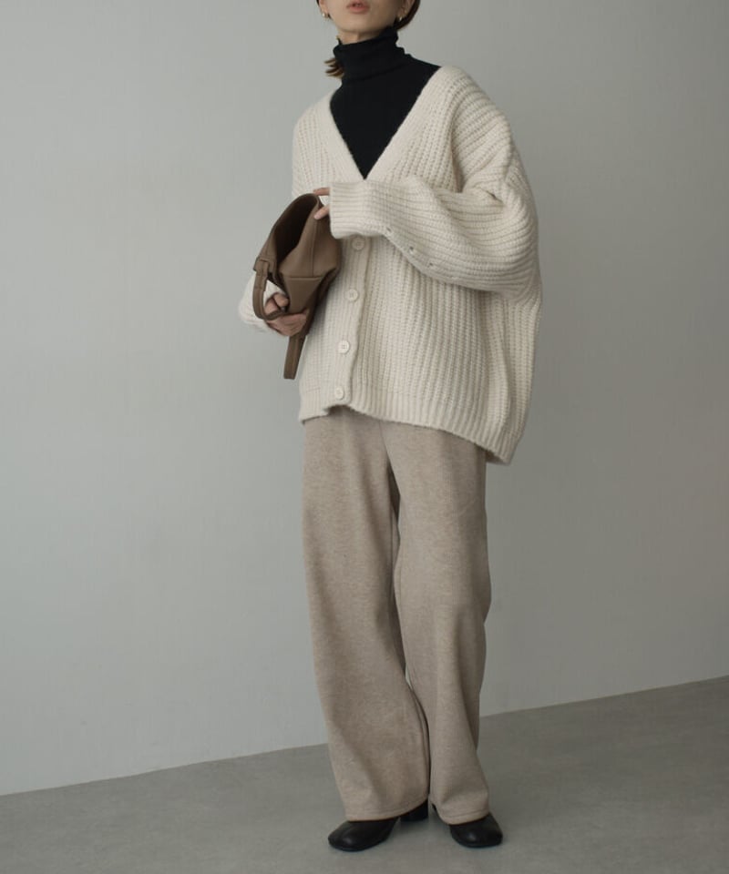 bottoms-02189 裏起毛リラックスニットパンツ エクリュ ベージュ  