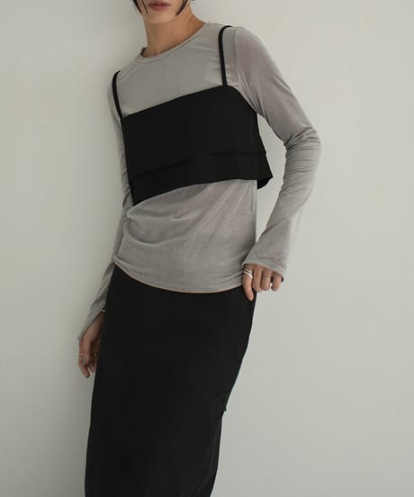 nh-tops-02507　バックストラップ ビスチェ　グレー　モカ　ブラック