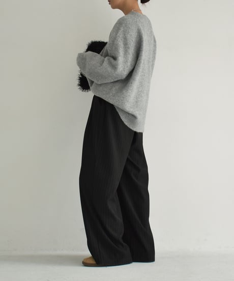 knit-02288　クルーネック ニット プルオーバー　エクリュ　グレー　ダークグレー