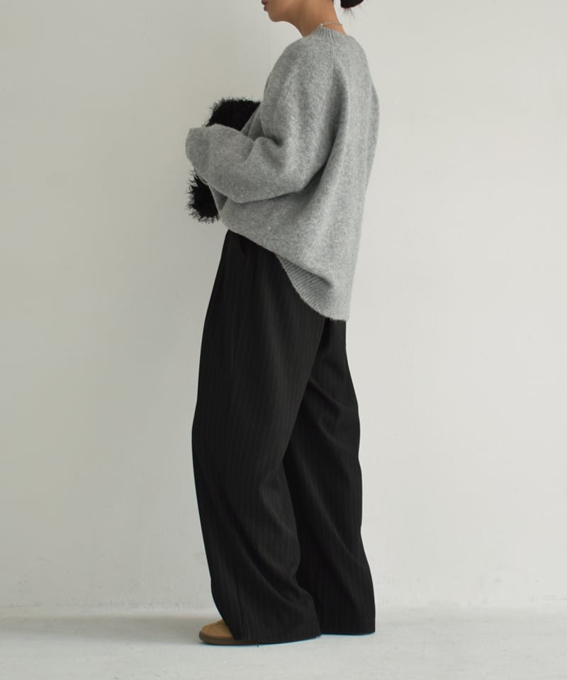 knit-02288 クルーネック ニット プルオーバー エクリュ グレー knit-02288 クルーネック ニット プルオーバー エクリュ グレー
