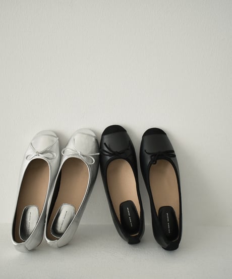 shoes-02172　フラットパンプス　シルバー　ブラック