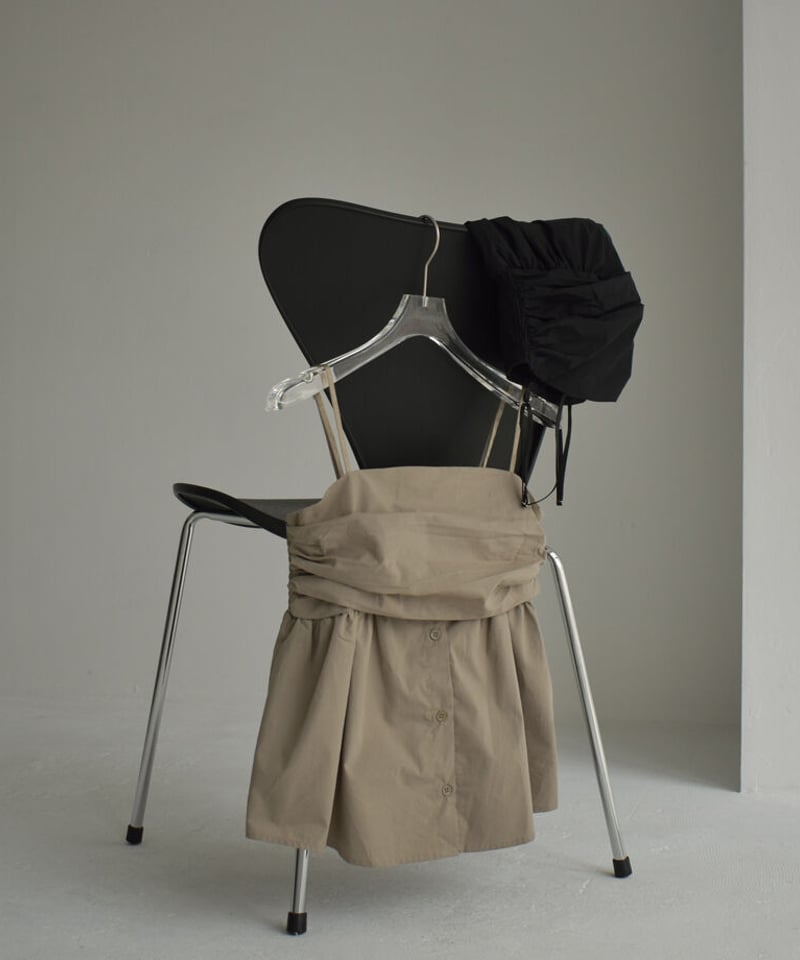 kapital タッセル装飾 ギャザーコットンブラウス チュニック カーキ コットンリネンダンガリーギャザーチュニック limited item