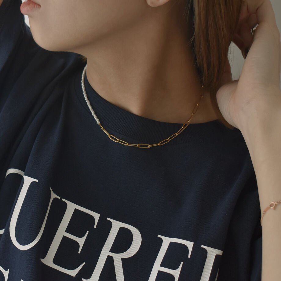 mb-necklace2-02051 バロック淡水パール×チェーンコンビネックレス