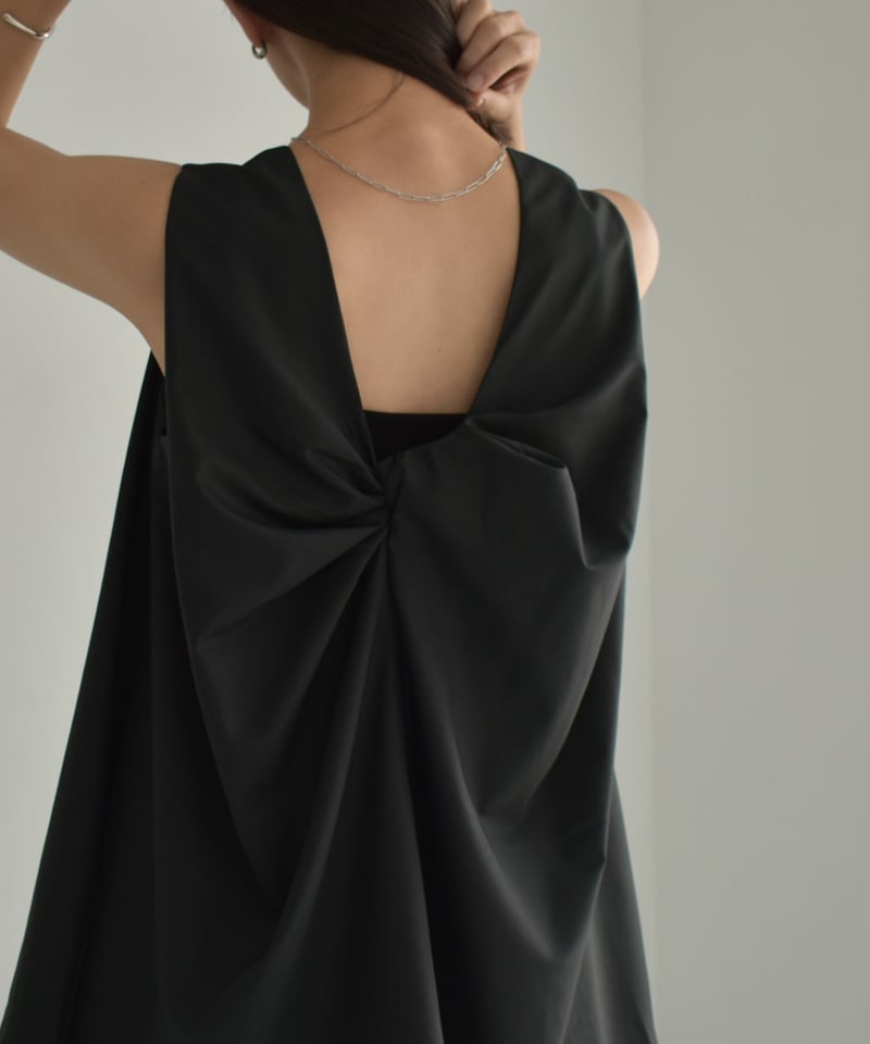 tops-02480 バックツイストノースリーブ ホワイト ブラック | L tops-02480 バックツイストノースリーブ ホワイト ブラック | L