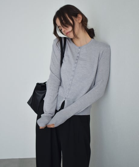 nh-knit-02376　クルーネック ニット カーディガン　ホワイト　ブルー　グレー　ブラック