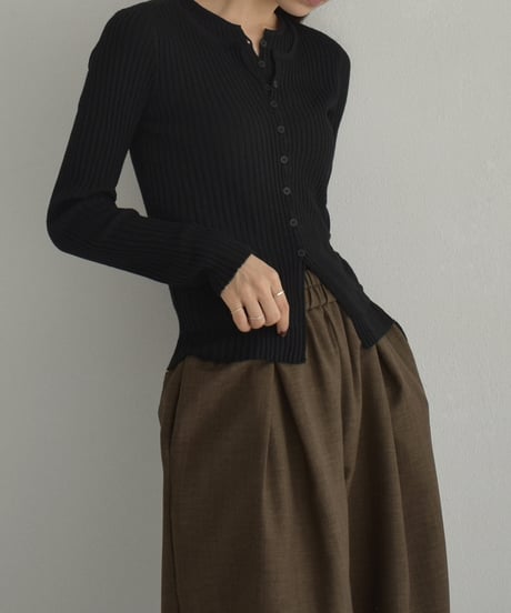 knit-02343　レイヤード調 カーディガン　ブラウン　ブラック