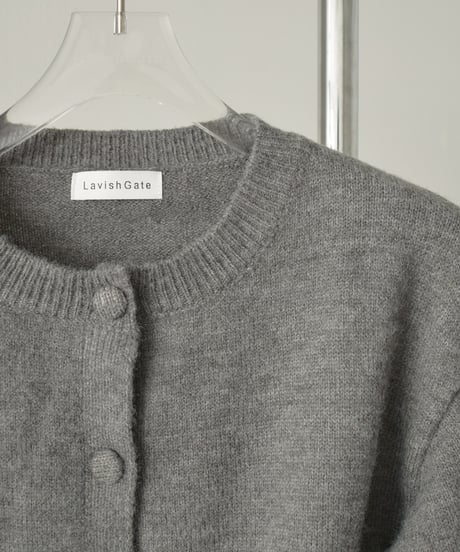 knit-02277　くるみボタン カーディガン　ブラック
