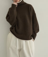 knit-02310　バイカラー ニット トップス　ライトベージュ　グレー　ブラウン