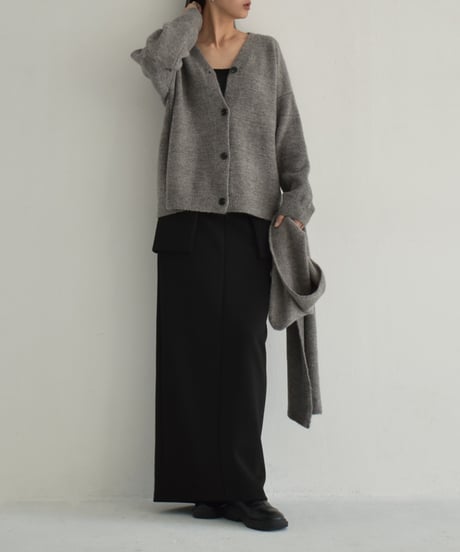 knit-02293　マフラー付き　ニットカーディガン　ブラウン　グレー　ブラック