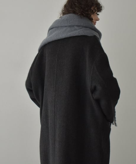 coat-02063　シャギー ウール ロングコート　グレージュ　ダークグレー
