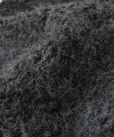 knit-02354  キーネック ボア ニット　オフホワイト　グレー　ダークグレー