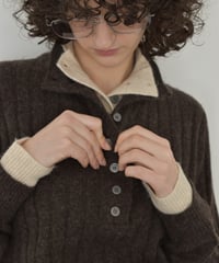 knit-02371　2way ハイネック レイヤードニット　グレー　ブラウン　ネイビー