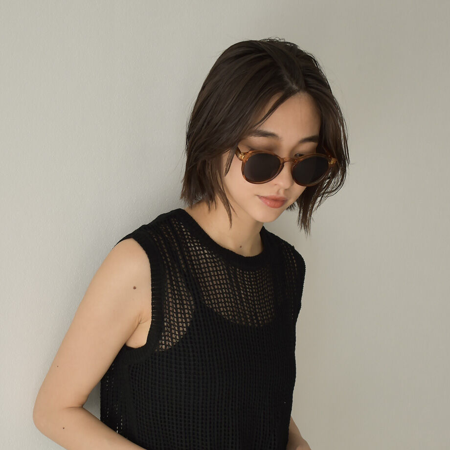 sunglasses-02036 UV400 クリアフレームサングラス ダークブラウン