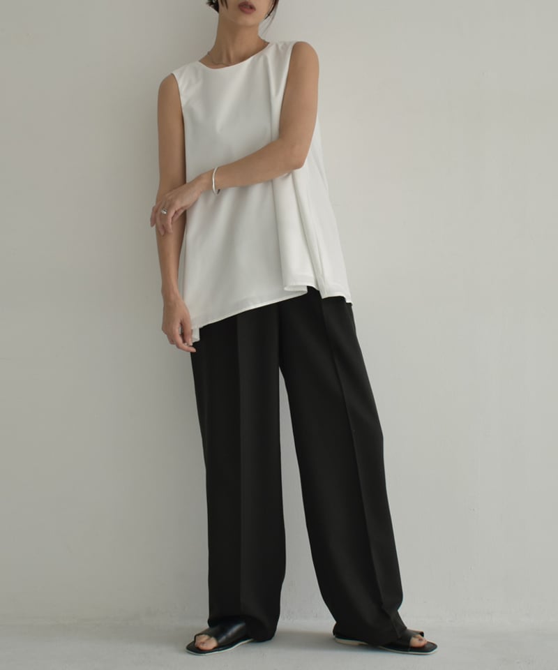 recto ノースリーブトップス　ブラック tops-02480 バックツイストノースリーブ ホワイト ブラック | L