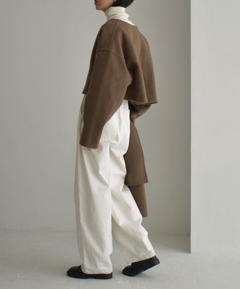 coat-13008 ストール付き ウール ショートコート モカ ブラック coat-13008 ストール付き ウール ショートコート モカ ブラック