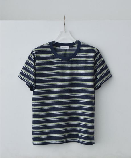 nh-tops-02628　マルチボーダー ルーズ Tシャツ　ネイビー