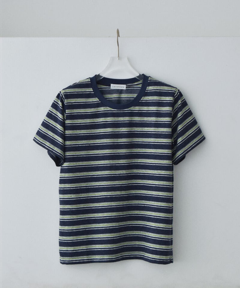nh-tops-02628 マルチボーダー ルーズ Tシャツ ネイビー | L a v i s