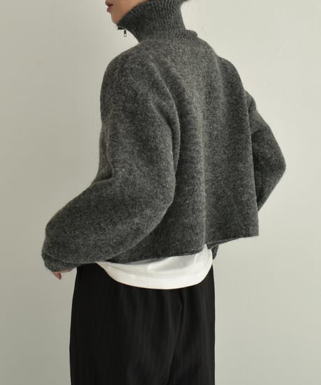 knit-02312　ハーフジップ ニット プルオーバー　グレー　ブラウン　ブラック