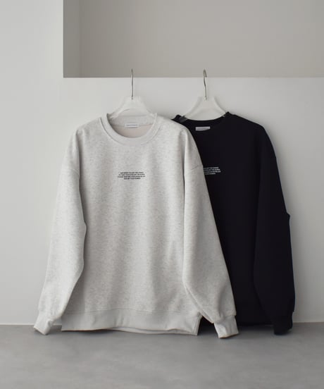 【UNISEX】 tops-02589　"AND WHEN YOU..."  ロゴ プルオーバー　オートミール　ブラック