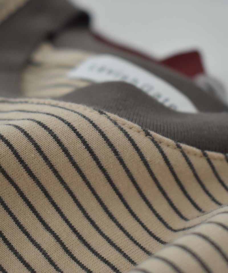 nh-tops-02558 コンンパクト ボーダー tee ベージュ グレー | L a v