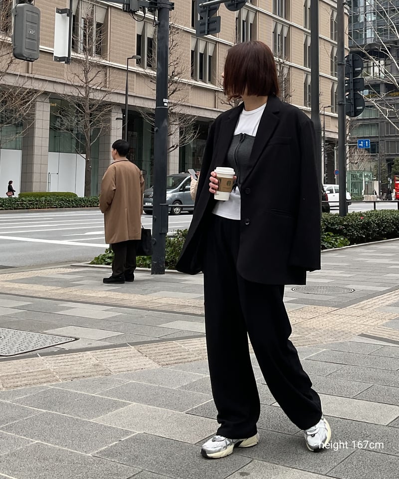 jacket-02015 オーバーサイズ テーラード ジャケット グレー ブラック 